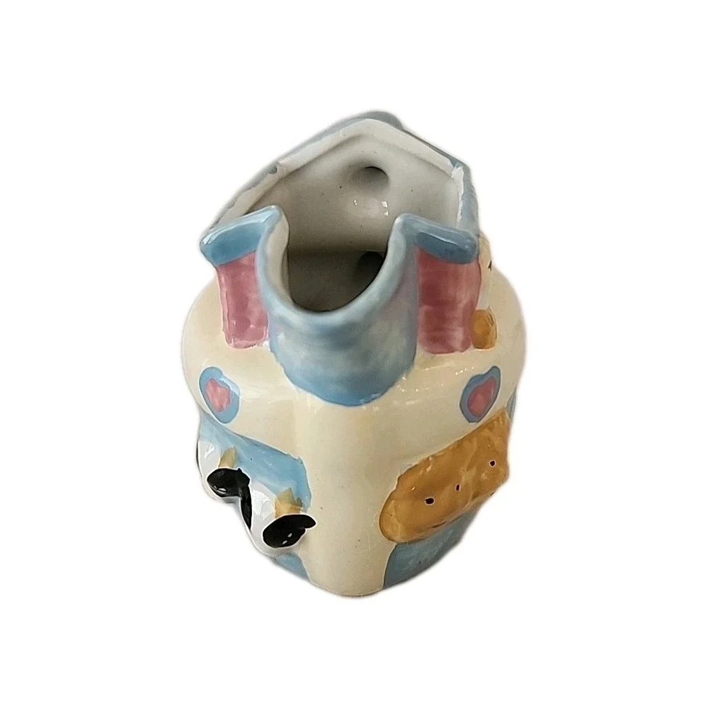 Vintage 3-Pc. Noah's Ark Napkin Holder, Creamer & Sugar Hand-Painted Ceramic Set